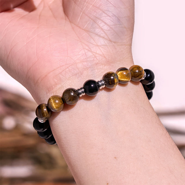 Juego de 2 pulseras poderosas de ojo de tigre y hematita y ojo de tigre azul con Buddha Stones