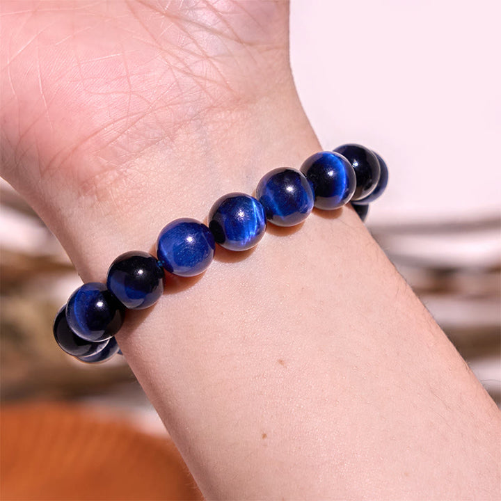 Pulsera de equilibrio de ojo de tigre azul con Buddha Stones