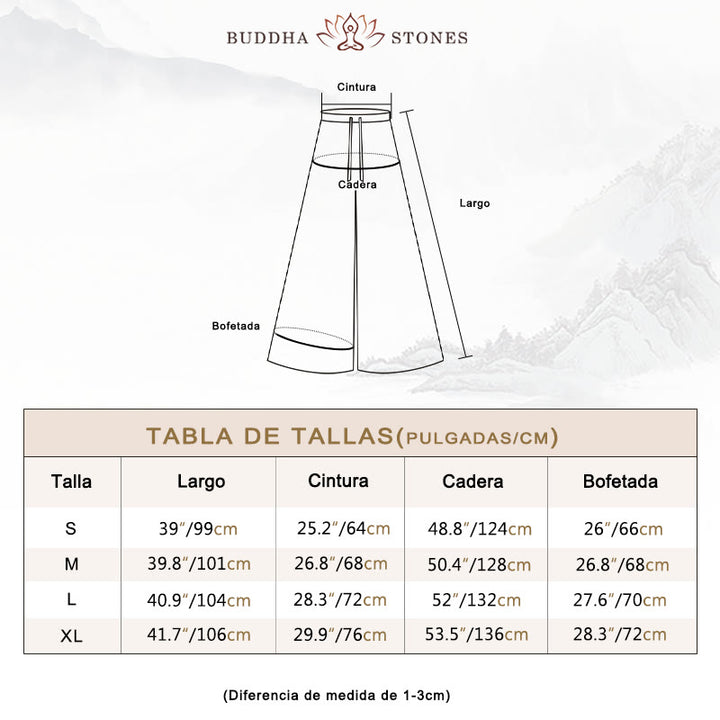 Pantalones de pierna ancha con cordón de algodón sueltos con Buddha Stones para danza de yoga con bolsillos