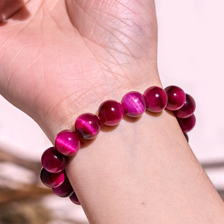 Pulsera de Buddha Stones con ojo de tigre rojo que calma