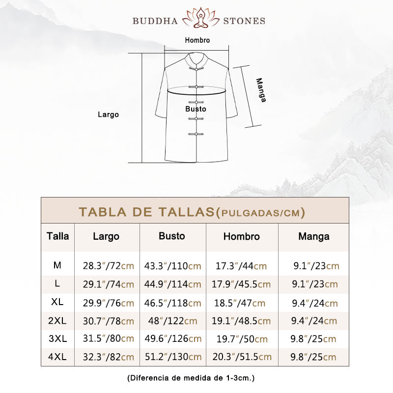 Buddha Stones 2 piezas botón de rana Fu personaje dragón hoja de bambú camisa de manga corta pantalones conjunto de hombres