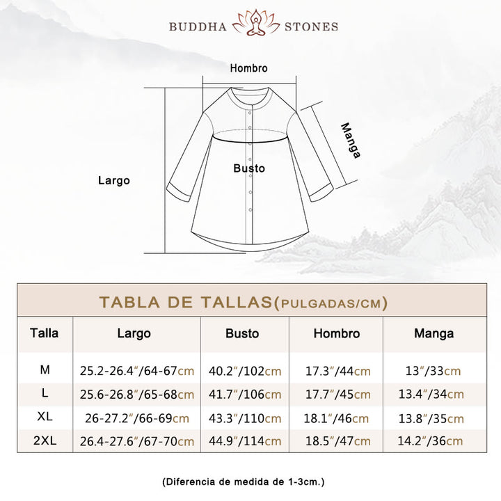 Camisa de manga tres cuartos con botones de color liso con Buddha Stones - image 6