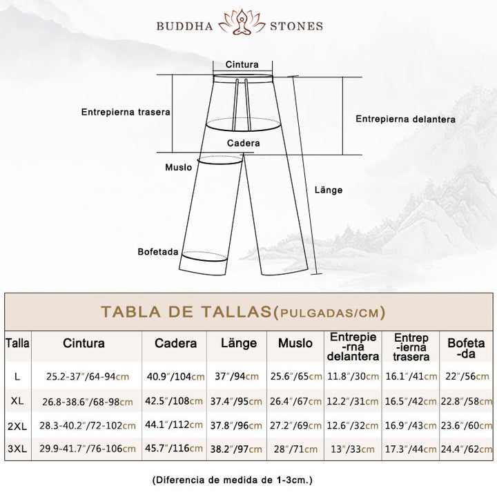 Pantalones casuales de cintura alta con cordones y pernera ancha con bolsillos de Buddha Stones - image 3