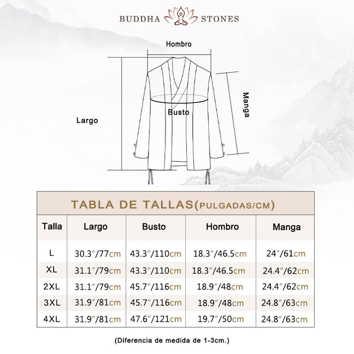 Chaqueta de lino y algodón para hombre con diseño de Hanfu chino con Buddha Stones - image 5