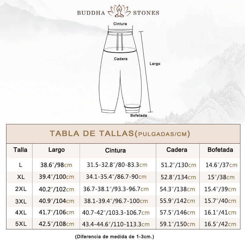Pantalones harén de algodón con bolsillos y cordón informal para hombre con Buddha Stones - image 5