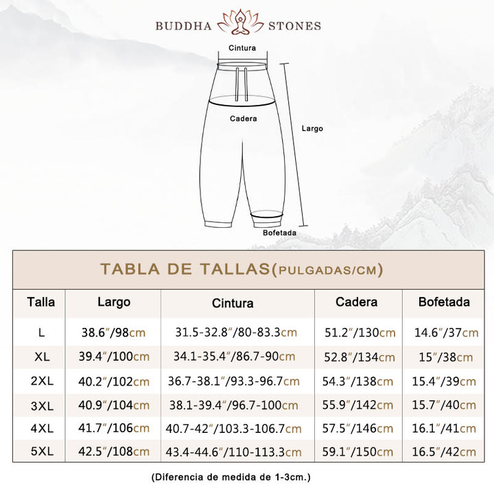 Pantalones harén de algodón con bolsillos y cordón informal para hombre con Buddha Stones - image 5