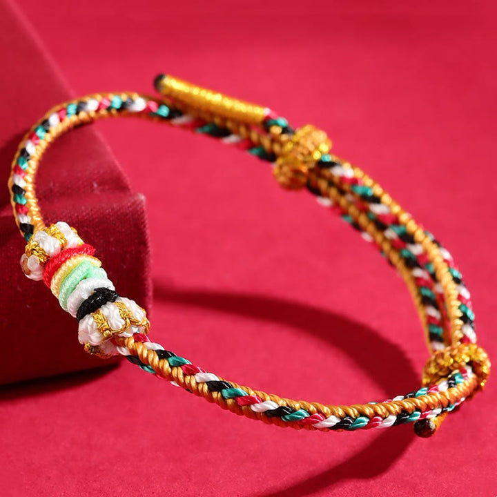 Pulsera trenzada con nudo de arrecife y nudo completo con cinco elementos y Buddha Stones