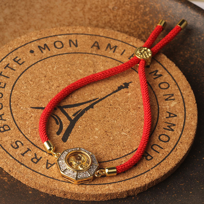 Pulsera trenzada con hilo rojo y Buddha Stones, de cobre y latón, con molino de viento giratorio, Feng Sheng Shui, Qi