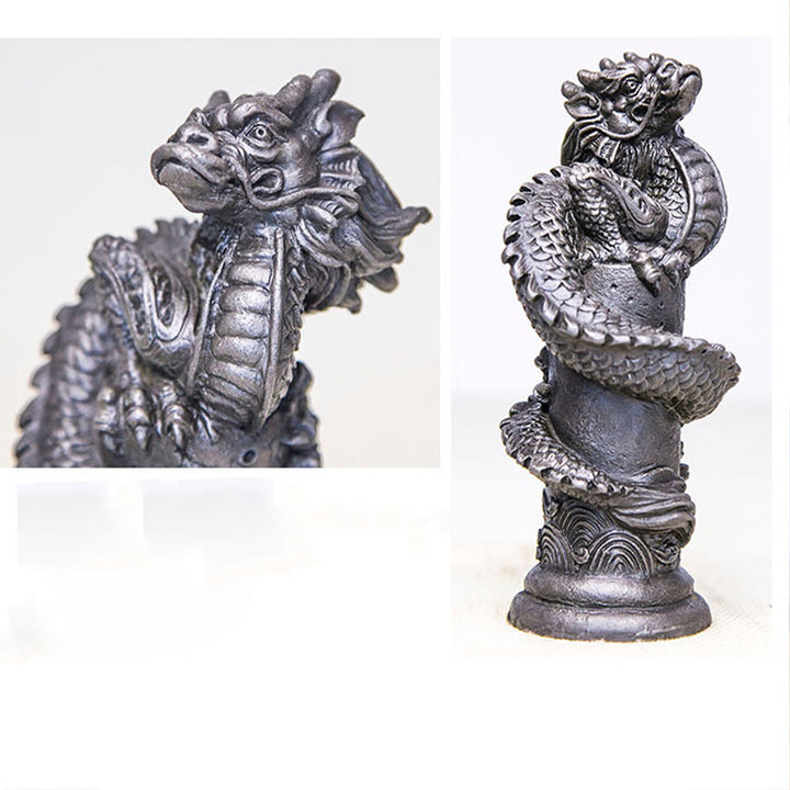 Estatua de resina fundida con óxido de hierro y polvo de Buddha Stones hecha a mano con forma de dragón volador alrededor del pilar para decoración del hogar - image 26