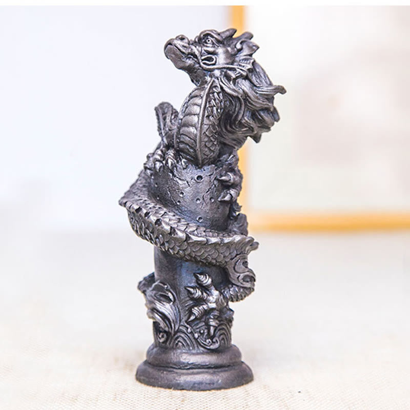 Estatua de resina fundida con óxido de hierro y polvo de Buddha Stones hecha a mano con forma de dragón volador alrededor del pilar para decoración del hogar - image 25