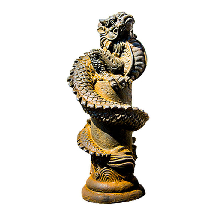 Estatua de resina fundida con óxido de hierro y polvo de Buddha Stones hecha a mano con forma de dragón volador alrededor del pilar para decoración del hogar - image 13