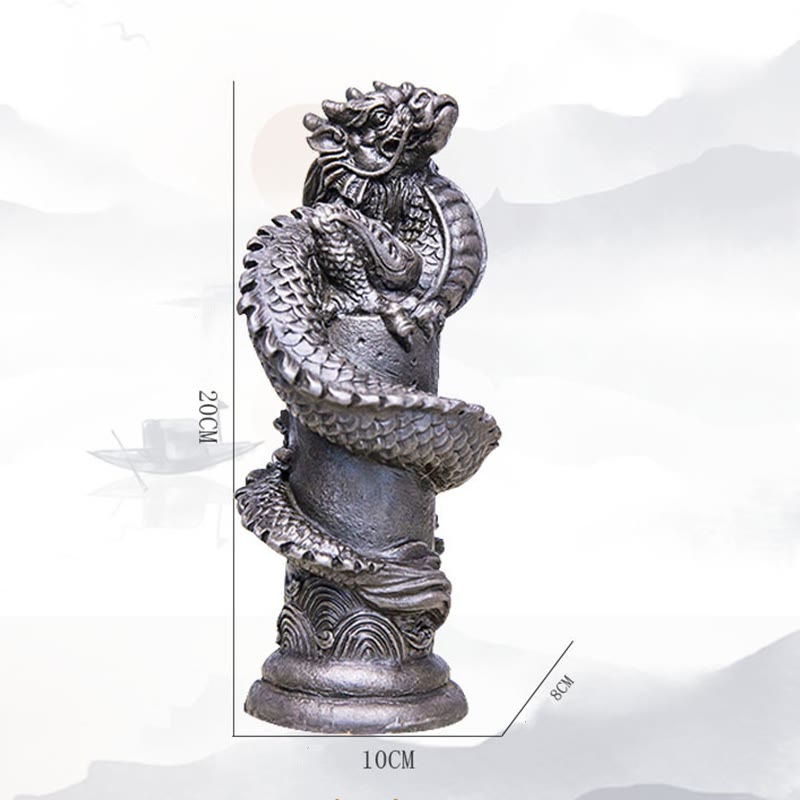 Estatua de resina fundida con óxido de hierro y polvo de Buddha Stones hecha a mano con forma de dragón volador alrededor del pilar para decoración del hogar - image 27