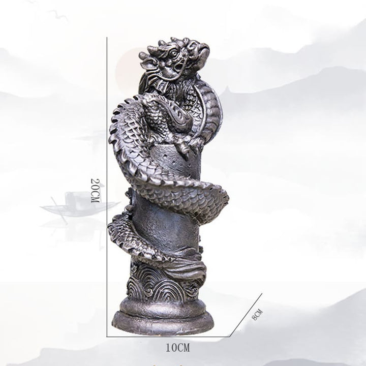 Estatua de resina fundida con óxido de hierro y polvo de Buddha Stones hecha a mano con forma de dragón volador alrededor del pilar para decoración del hogar - image 27