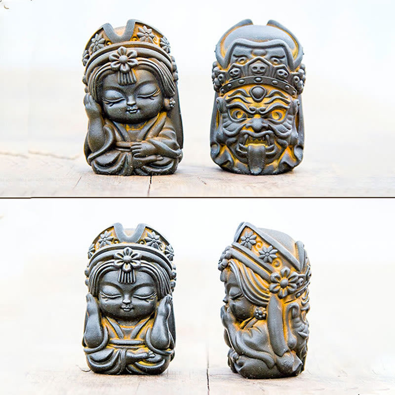 Estatua de resina fundida con óxido de hierro en polvo de Zakiram hecha a mano con Buddha Stones, decoración zen para el hogar - image 7