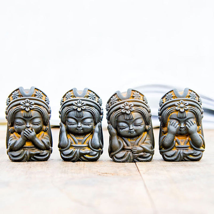 Estatua de resina fundida con óxido de hierro en polvo de Zakiram hecha a mano con Buddha Stones, decoración zen para el hogar - image 3