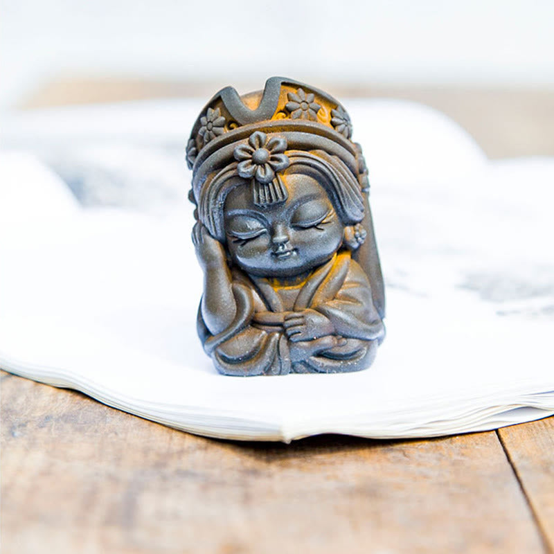 Estatua de resina fundida con óxido de hierro en polvo de Zakiram hecha a mano con Buddha Stones, decoración zen para el hogar - image 16