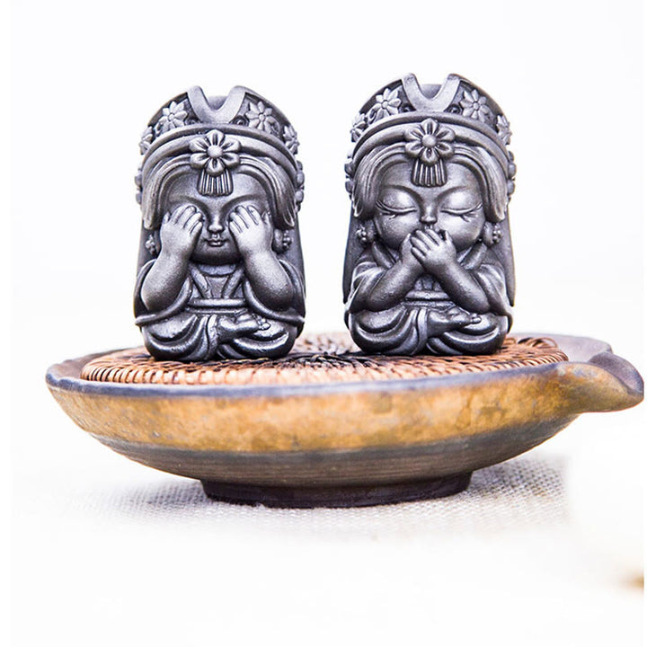 Estatua de resina fundida con óxido de hierro en polvo de Zakiram hecha a mano con Buddha Stones, decoración zen para el hogar - image 6