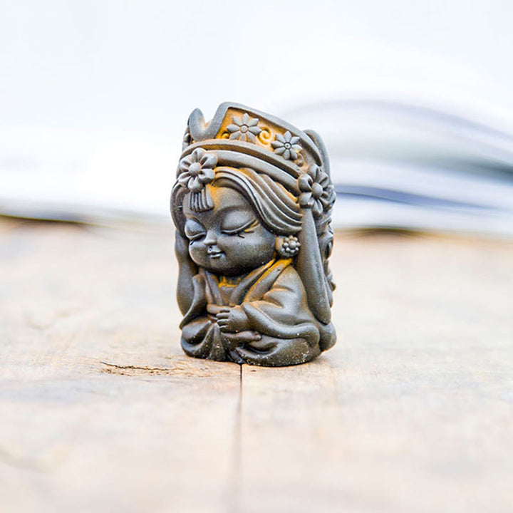 Estatua de resina fundida con óxido de hierro en polvo de Zakiram hecha a mano con Buddha Stones, decoración zen para el hogar - image 15