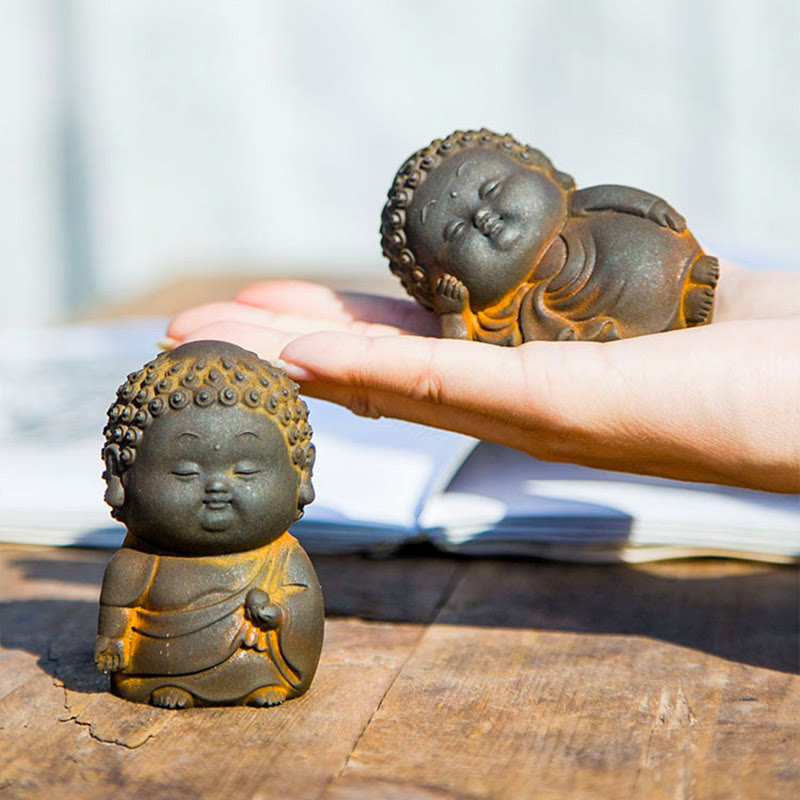 Estatua de resina fundida con óxido de hierro en polvo de Buddha Stones de pie, tumbado, sentado y pequeño, para decoración del hogar - image 4