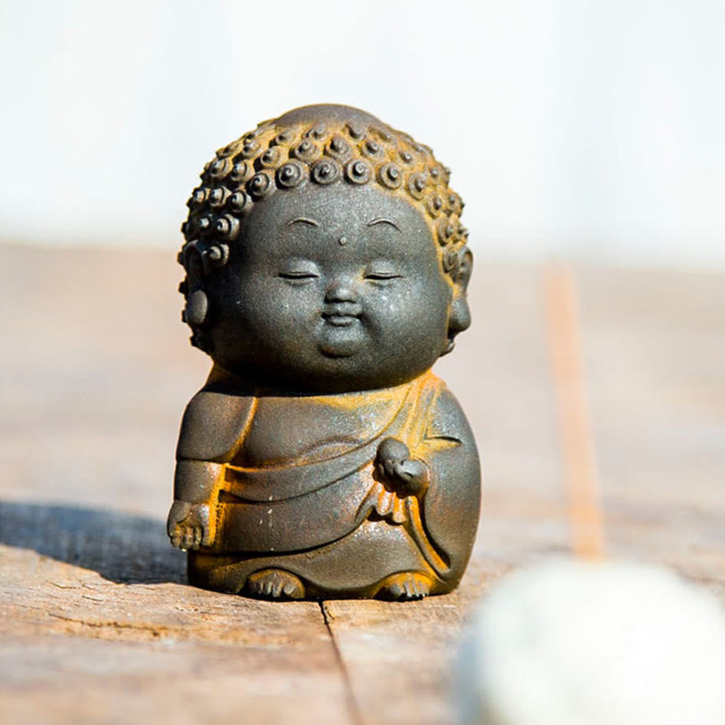 Estatua de resina fundida con óxido de hierro en polvo de Buddha Stones de pie, tumbado, sentado y pequeño, para decoración del hogar