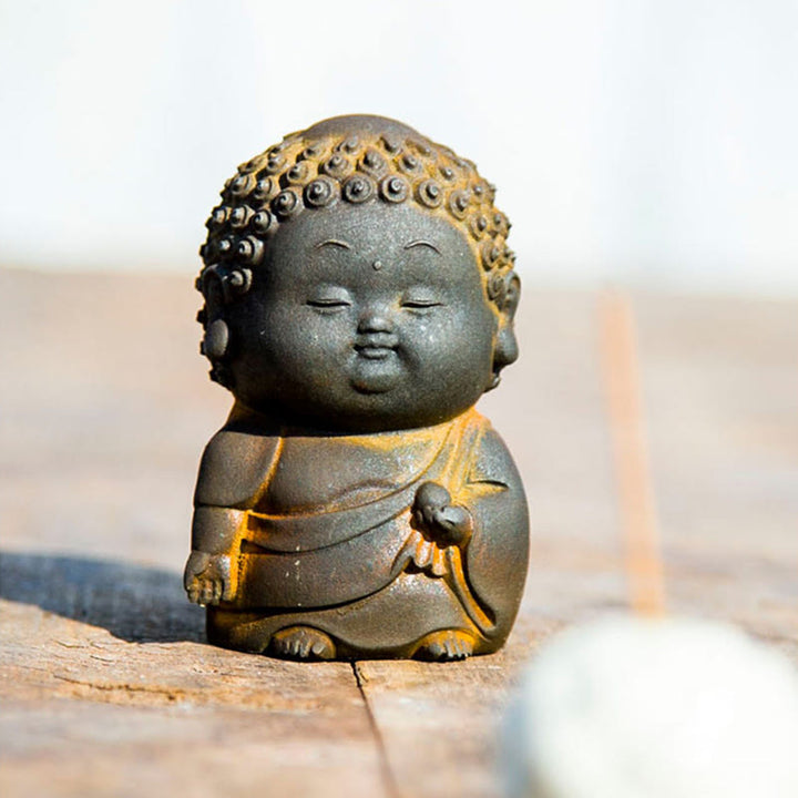 Estatua de resina fundida con óxido de hierro en polvo de Buddha Stones de pie, tumbado, sentado y pequeño, para decoración del hogar