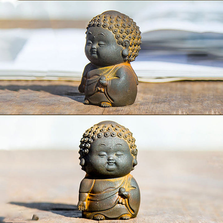 Estatua de resina fundida con óxido de hierro en polvo de Buddha Stones de pie, tumbado, sentado y pequeño, para decoración del hogar - image 14