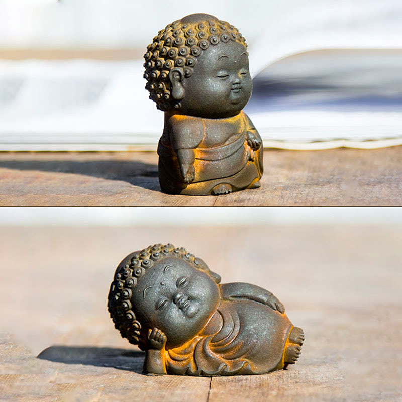 Estatua de resina fundida con óxido de hierro en polvo de Buddha Stones de pie, tumbado, sentado y pequeño, para decoración del hogar - image 6