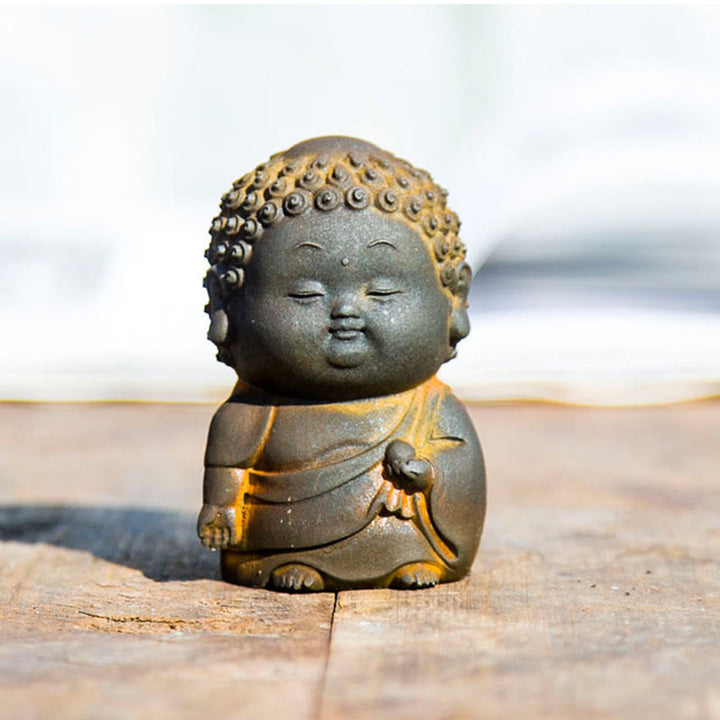 Estatua de resina fundida con óxido de hierro en polvo de Buddha Stones de pie, tumbado, sentado y pequeño, para decoración del hogar