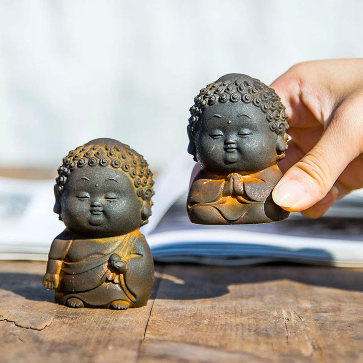 Estatua de resina fundida con óxido de hierro en polvo de Buddha Stones de pie, tumbado, sentado y pequeño, para decoración del hogar