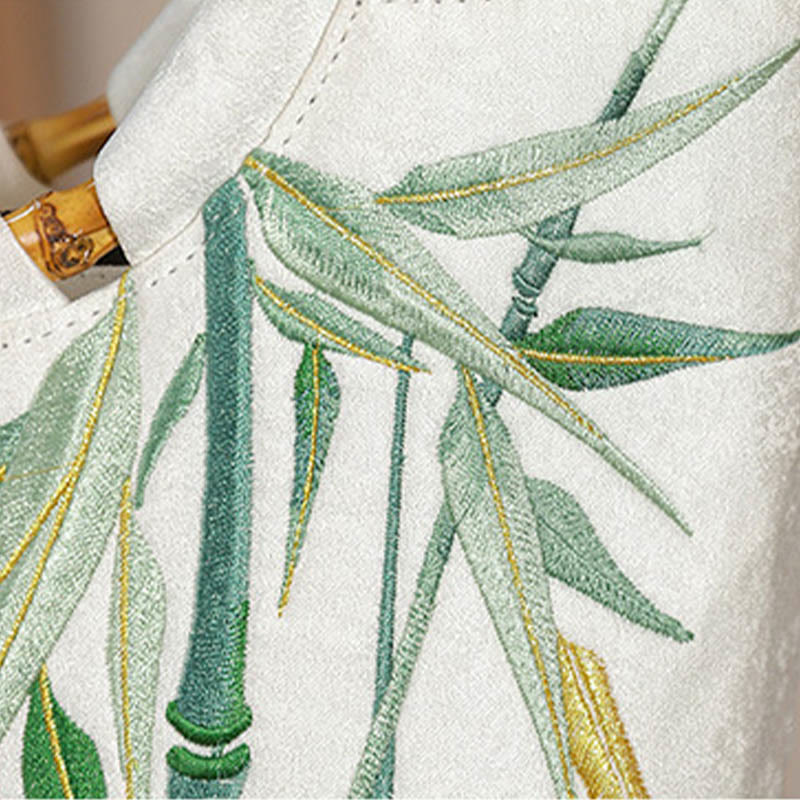 Bolsos de mano con borlas y asas de bambú bordadas con Buddha Stones