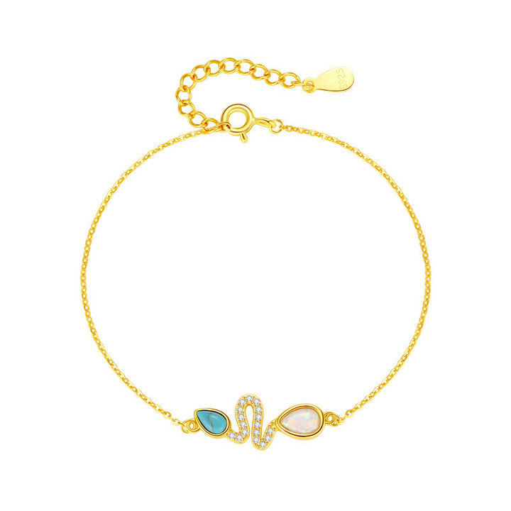 Pulsera de protección del año de la serpiente con ópalo turquesa y plata de ley 925 de Buddha Stones