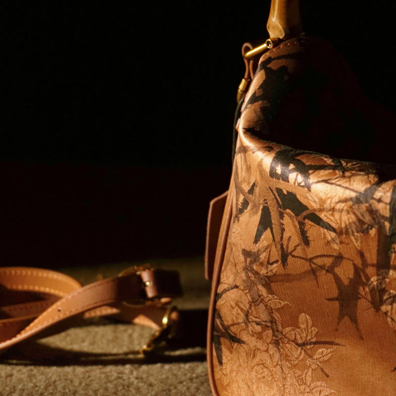 Bolso bandolera de seda Xiangyunsha con asa de Buddha Stones de Buda