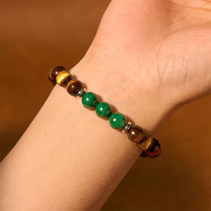 Pulsera de coraje con ojo de tigre y ojo de tigre verde de Buddha Stones