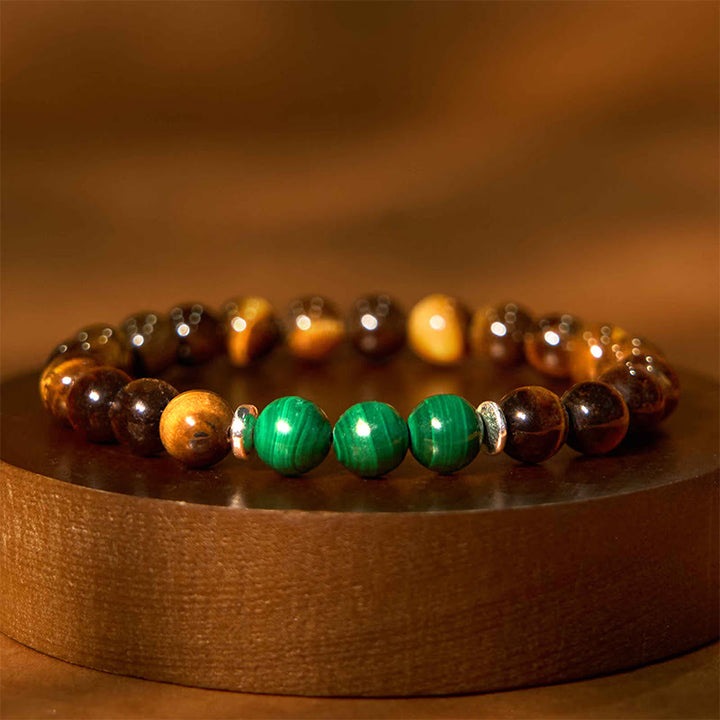 Pulsera de coraje con ojo de tigre y ojo de tigre verde de Buddha Stones