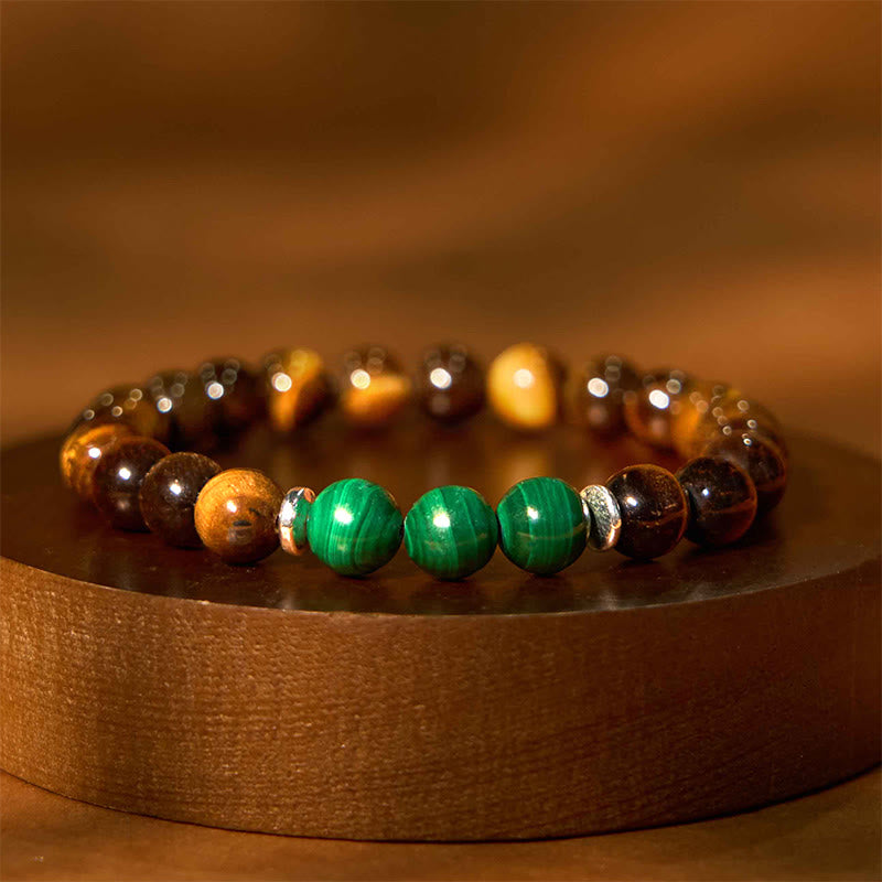 Pulsera de coraje con ojo de tigre y ojo de tigre verde de Buddha Stones