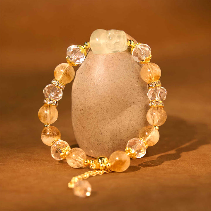 Pulsera de prosperidad de Pixiu con citrino natural y Buddha Stones