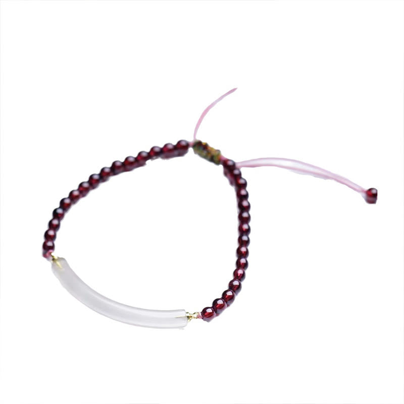 Brazalete tipo brazalete con Buddha Stones, granate, ágata gris y calma