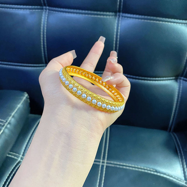Brazalete de media pulsera curativa con perlas de cobre y Buddha Stones