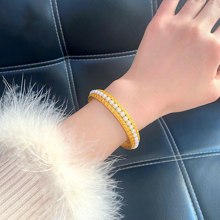 Brazalete de media pulsera curativa con perlas de cobre y Buddha Stones