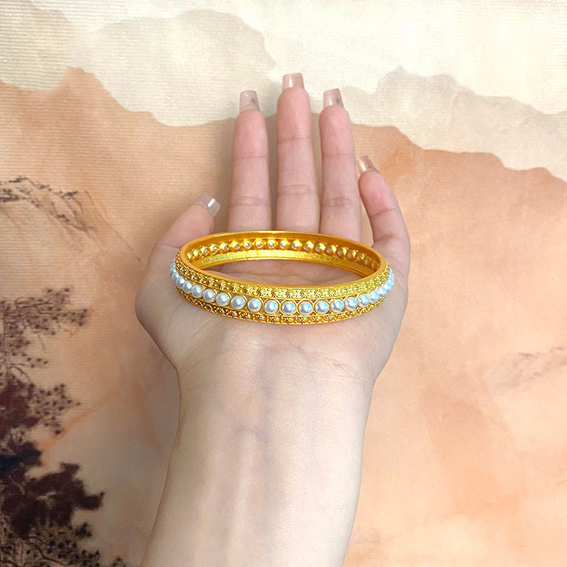 Brazalete de media pulsera curativa con perlas de cobre y Buddha Stones