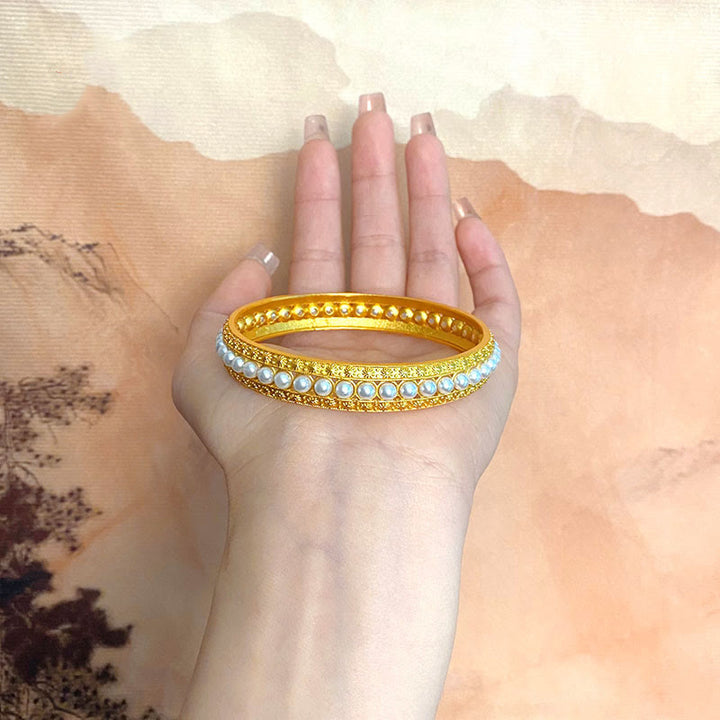 Brazalete de media pulsera curativa con perlas de cobre y Buddha Stones