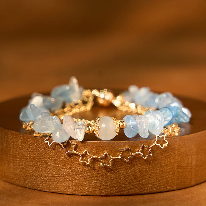 Pulsera con hebilla magnética y diseño de grava y aguamarina con Buddha Stones