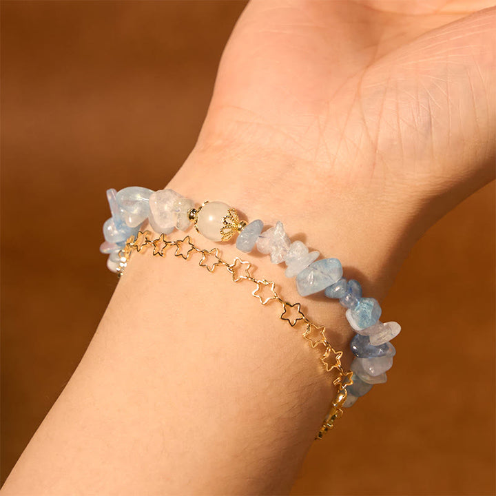 Pulsera con hebilla magnética y diseño de grava y aguamarina con Buddha Stones