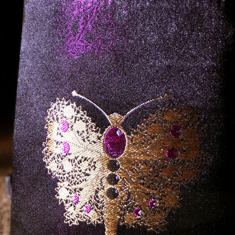 Bolso bandolera con brocado y diseño de mariposas y Buddha Stones