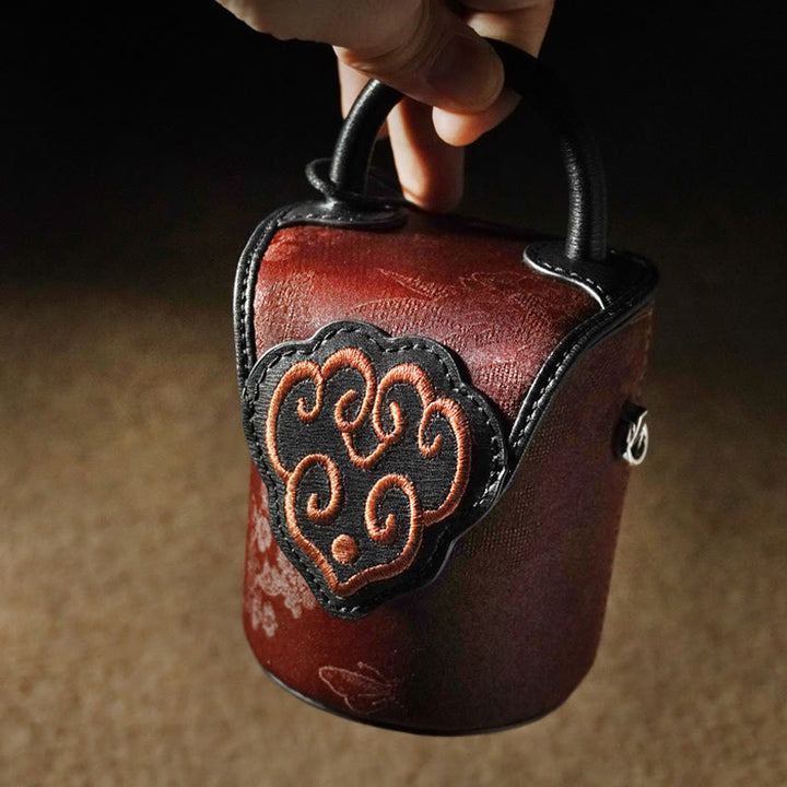 Bolso bandolera de seda Xiangyunsha con Buddha Stones , nubes auspiciosas, flores de mariposa y bolsos colgantes