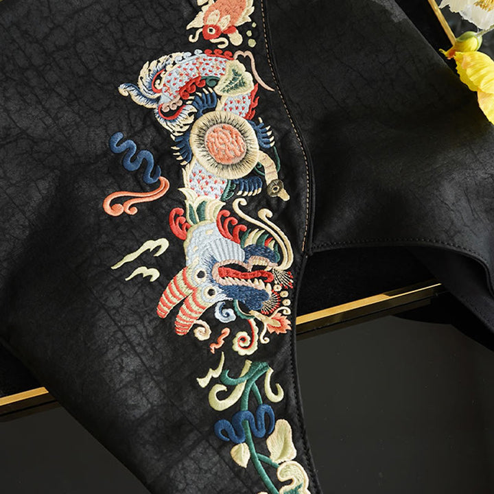 Buddha Stones de seda Xiangyunsha con bordado de fénix, flor y pez con piedras de Buda