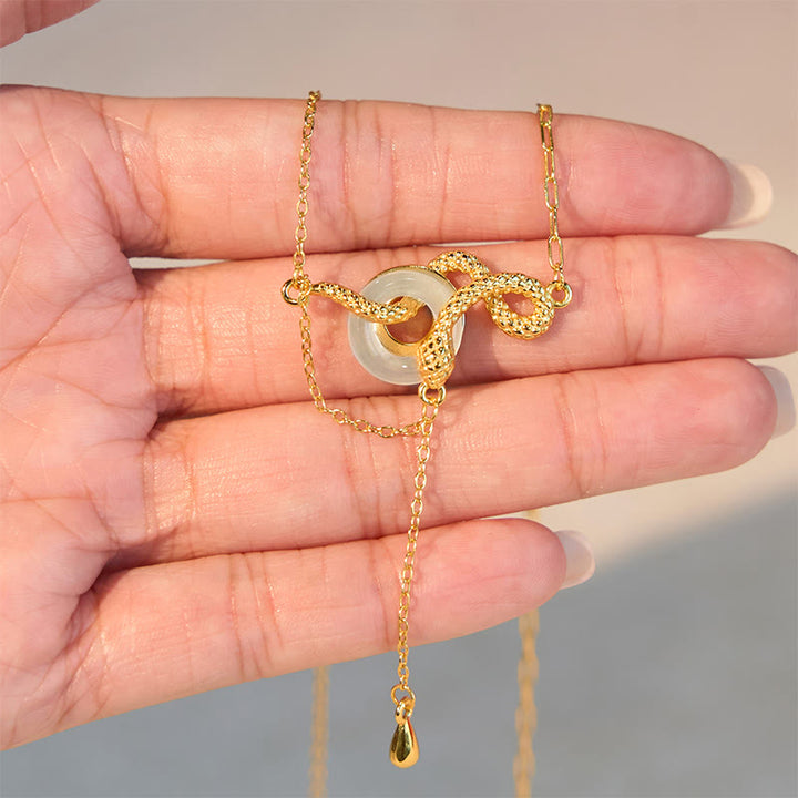 Collar con colgante de armonía del año de la serpiente en plata de ley 925 con hebilla de paz y calcedonia y Buddha Stones - image 10