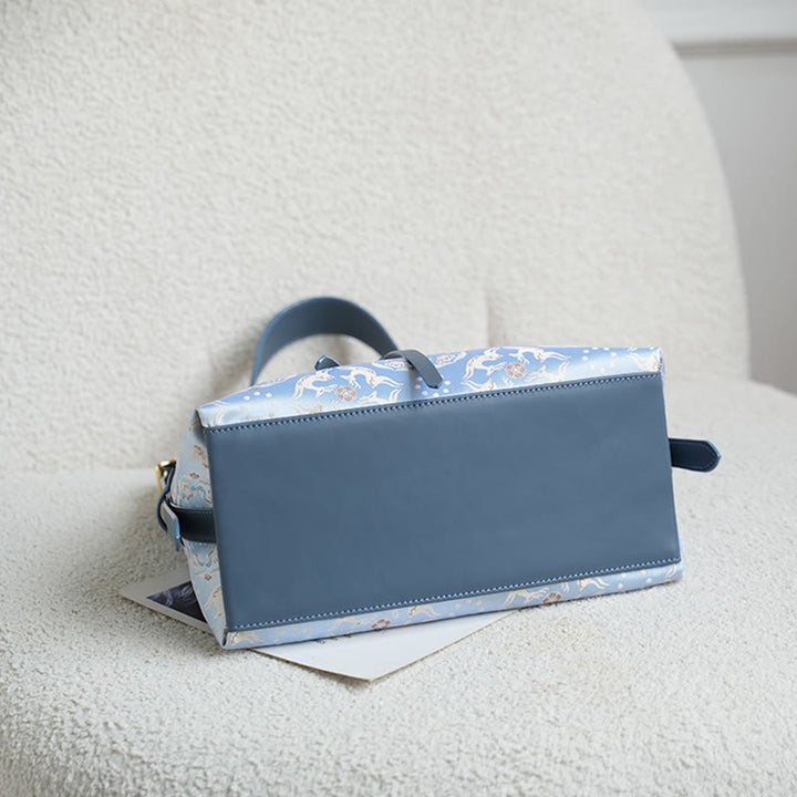 Bolso Buddha Stones con brocado hecho a mano con diseño de flores, grullas, ciervos y mariposas