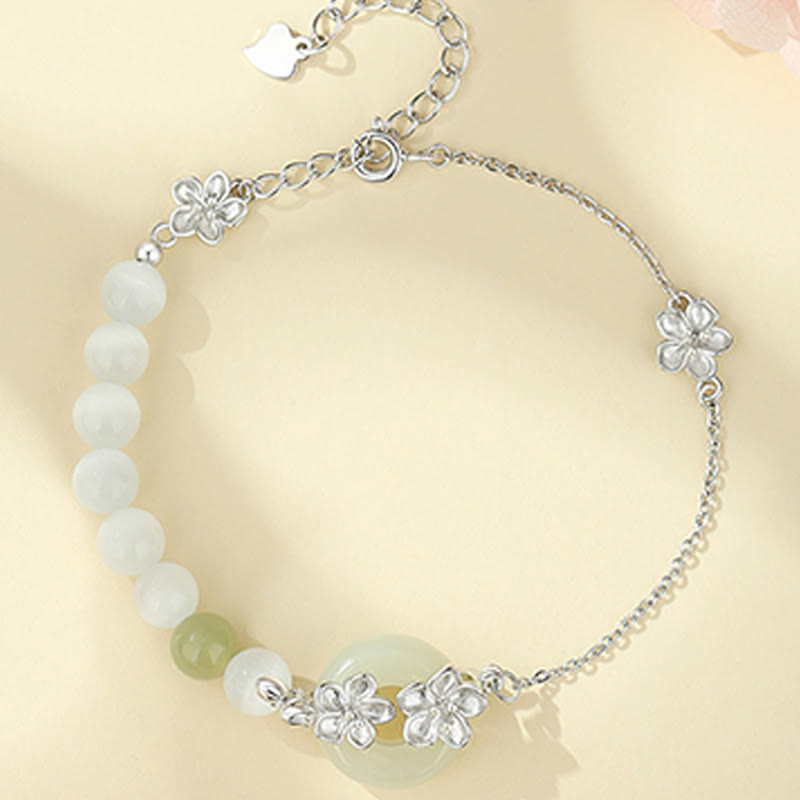 Pulsera de plata de ley 999 con Buddha Stones, jade hetiano crisoberilo y amor - image 10