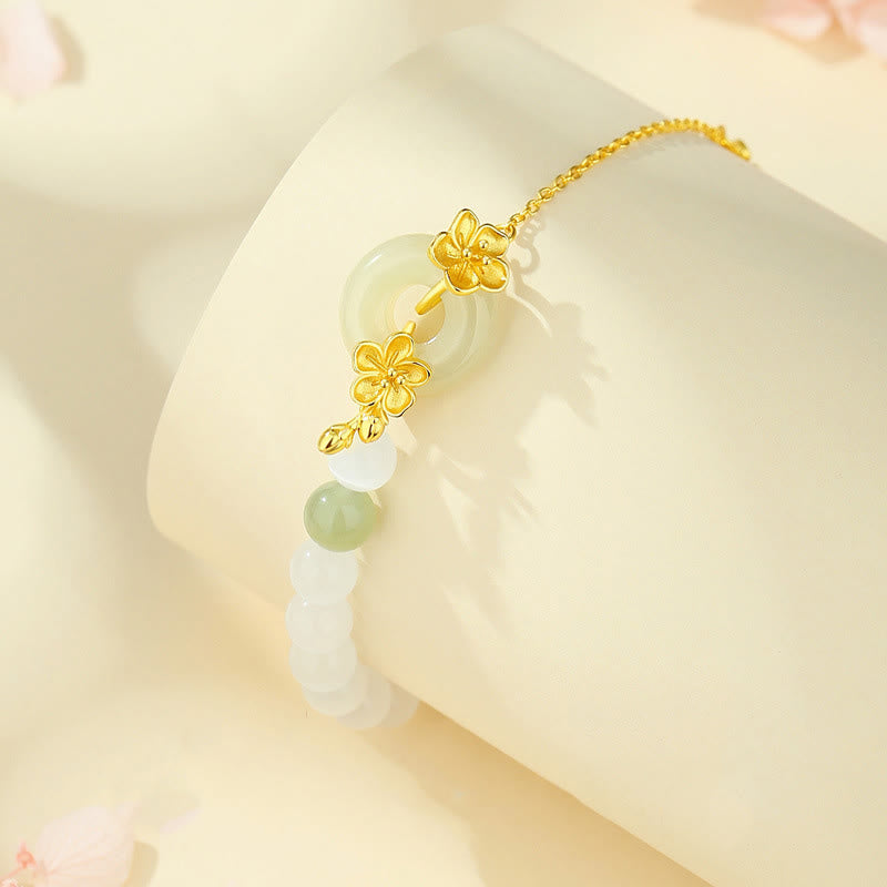 Pulsera de plata de ley 999 con Buddha Stones, jade hetiano crisoberilo y amor